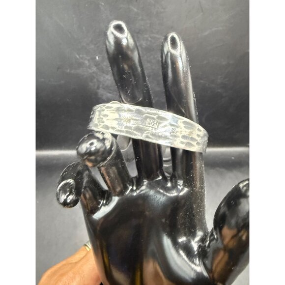 Vintage Navajo RK Designer Buckle Native American Silver-Tone Cuff Bracelet - Picture 4 of 7